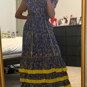 Chic Blue and Yellow Maxi Dress
